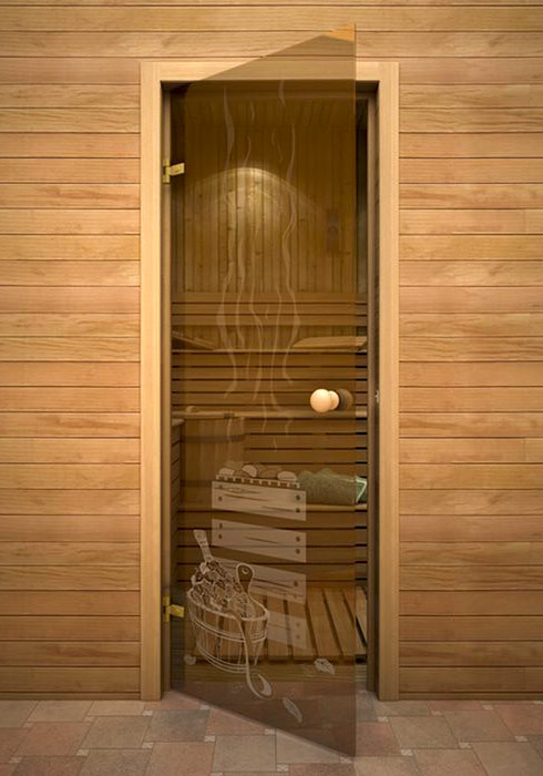 Стеклянная дверь в парилку бани